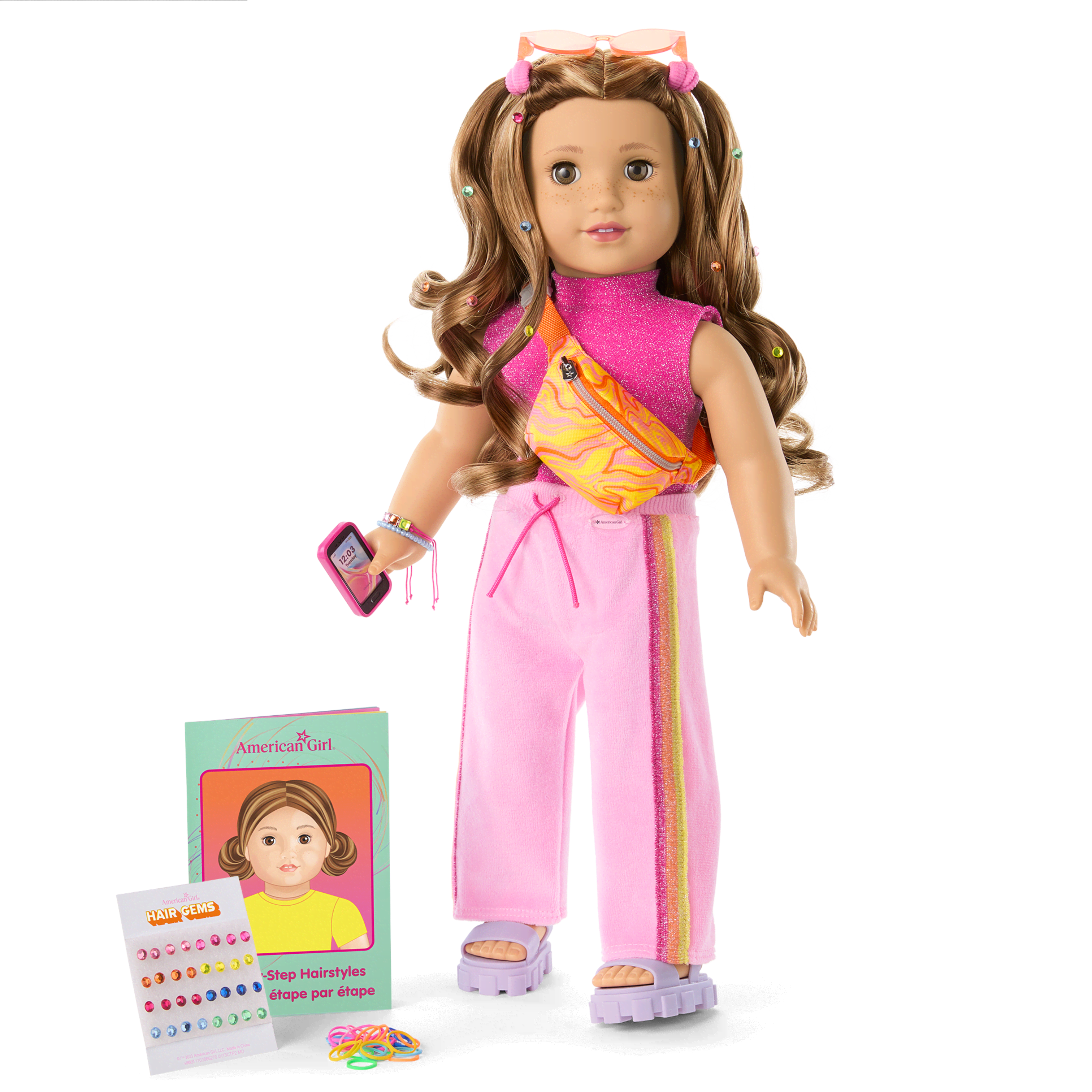 Purple Pom Phone Accessories for Dolls American Girl