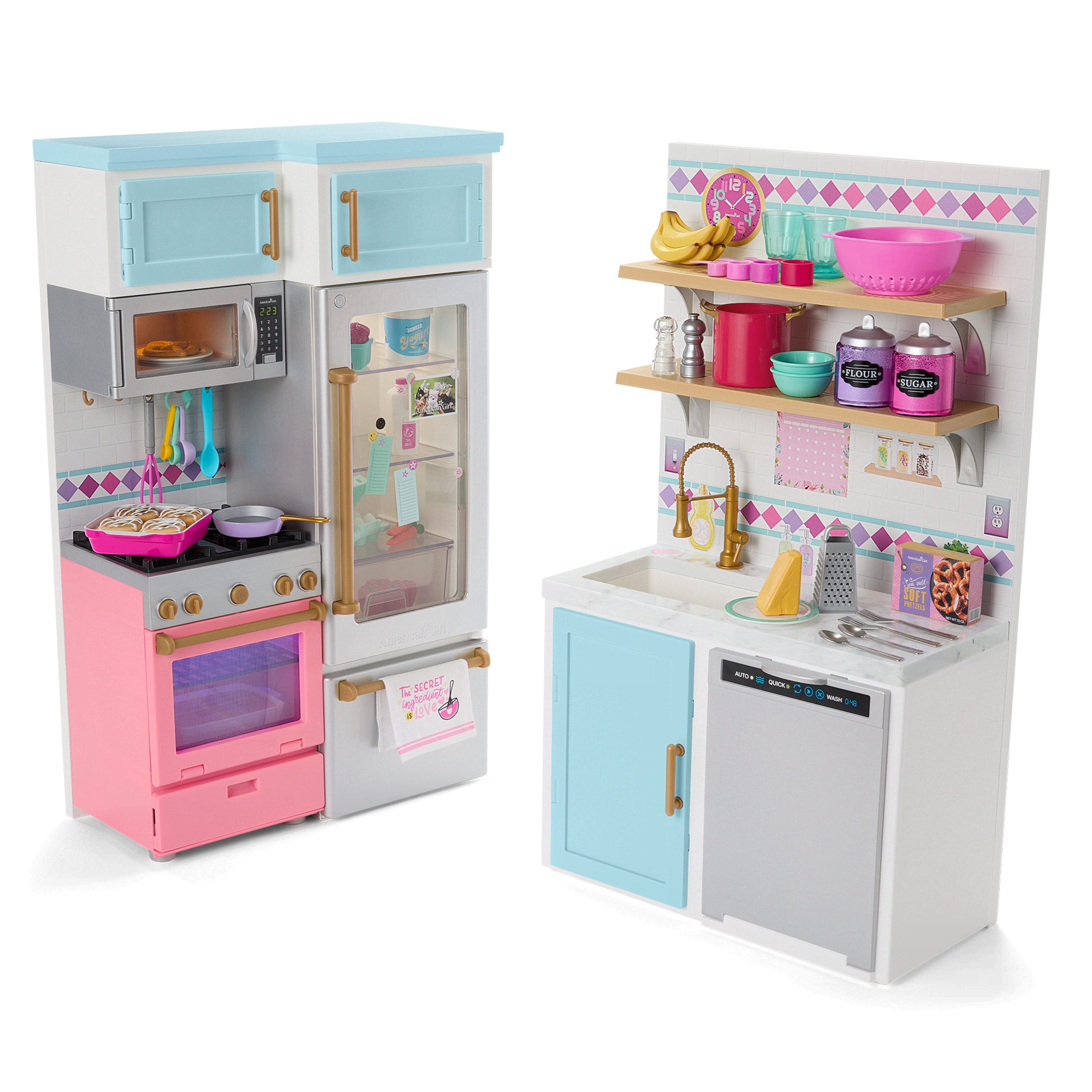 アメリカンガール　American Girl 冷蔵庫　テーブル　フードセット New American Girl Doll GOURMET KITCHEN SET PLAYSET | eBay