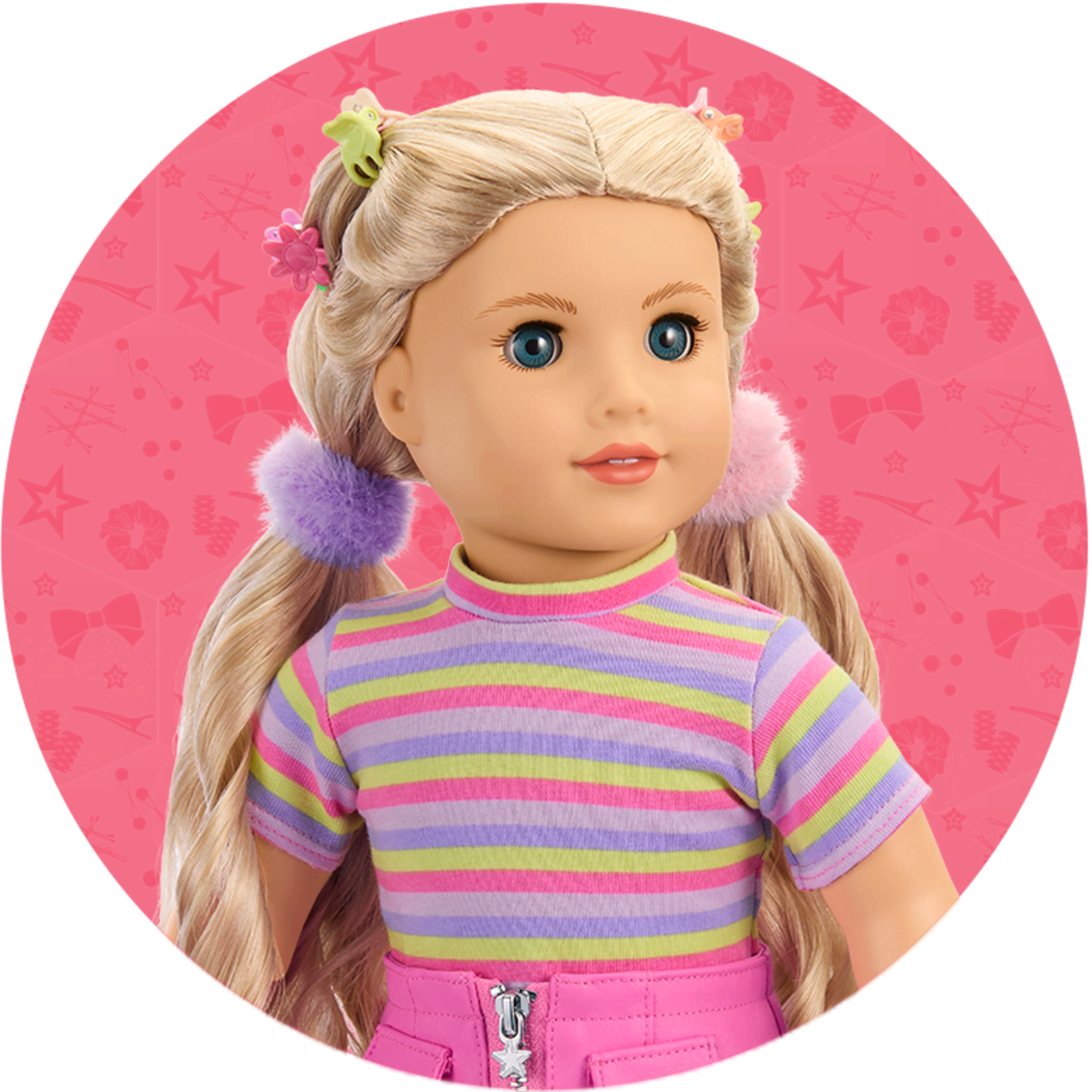 Long Hair Looks doll wearing pigtails and hair clips