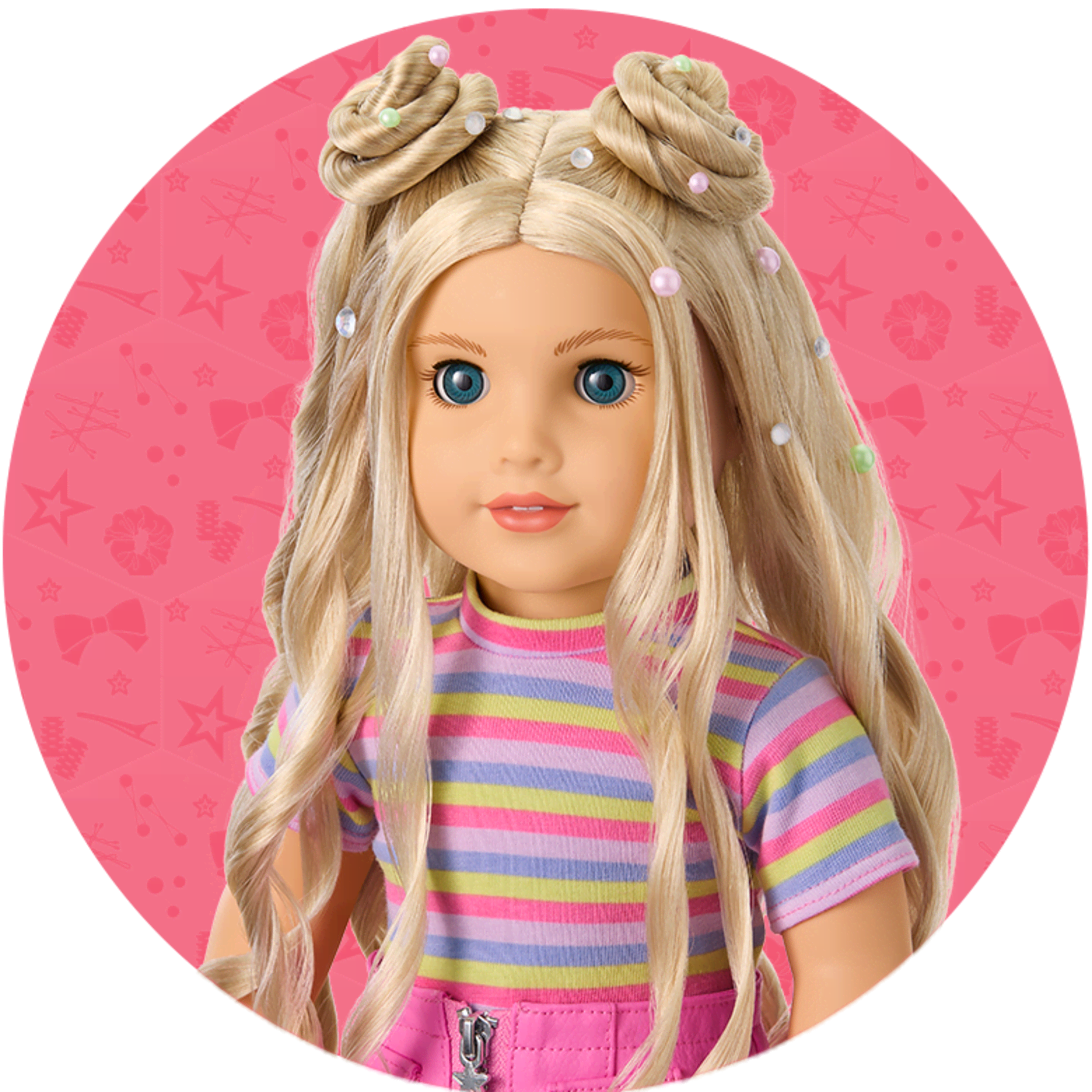 Long Hair Looks doll wearing a space buns