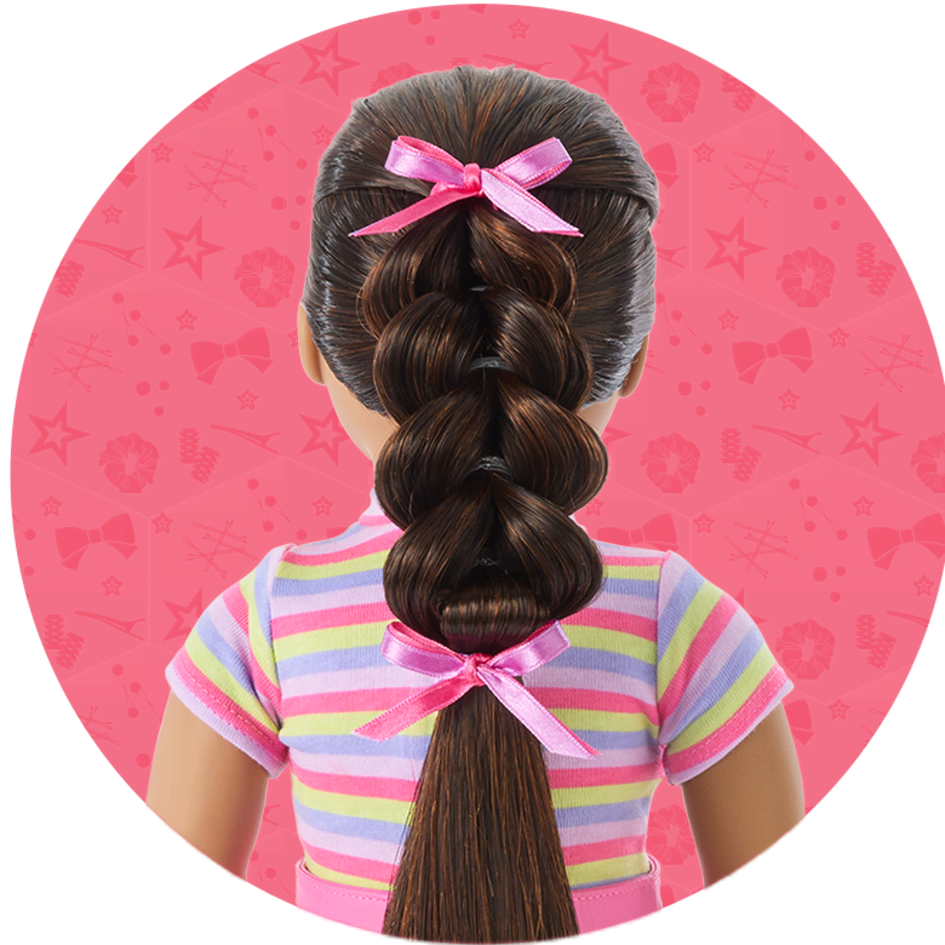 Long Hair Looks doll wearing a braided ponytail