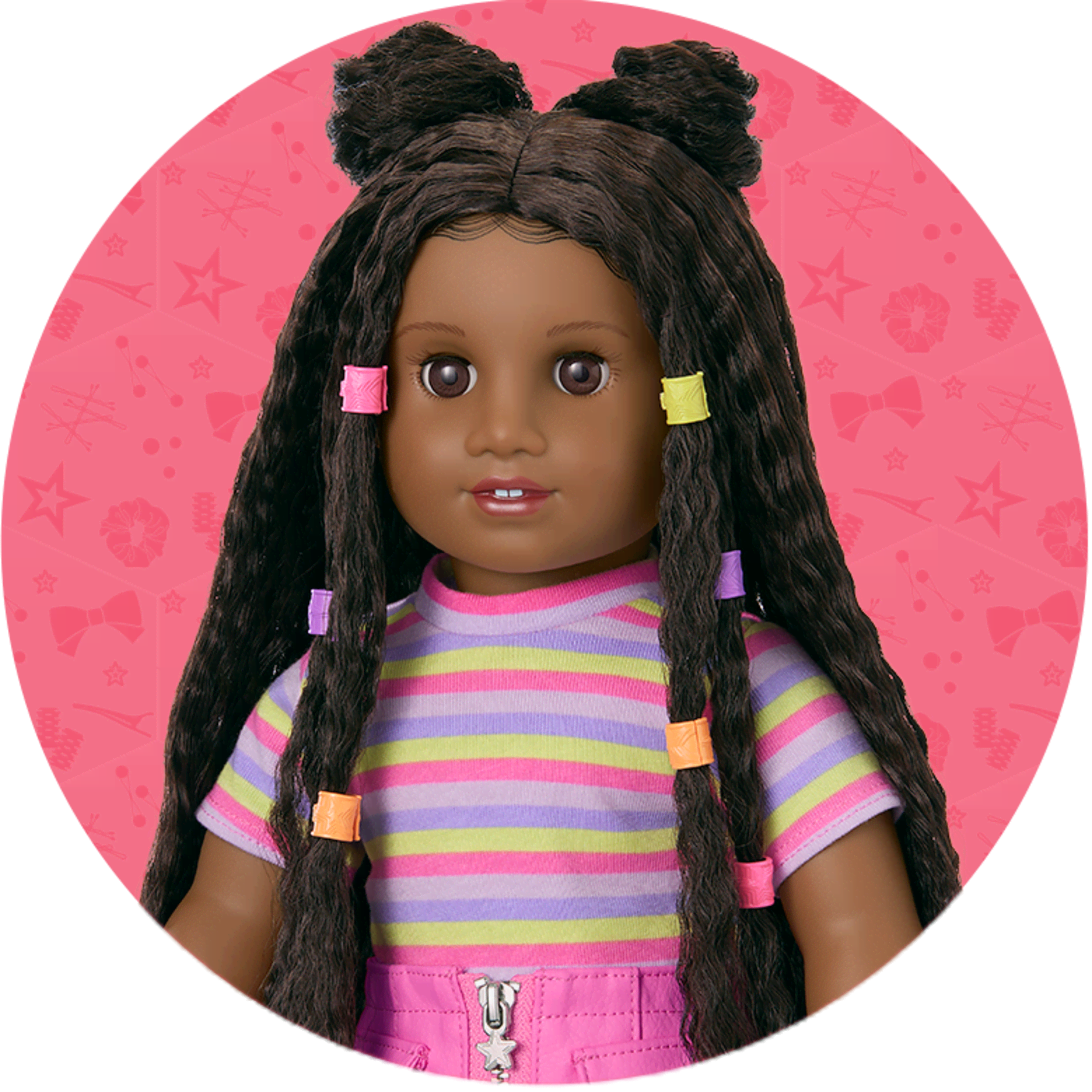 Long Hair Looks doll wearing space buns
