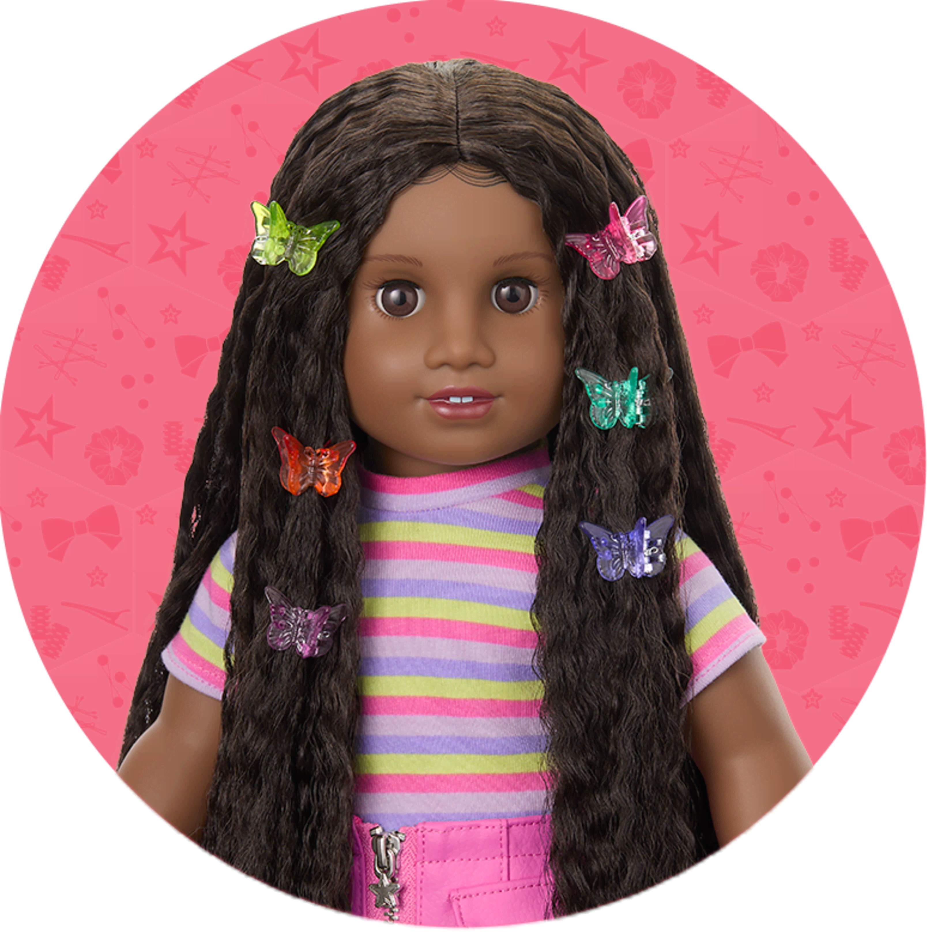 Long Hair Looks doll wearing butterfly hair clips
