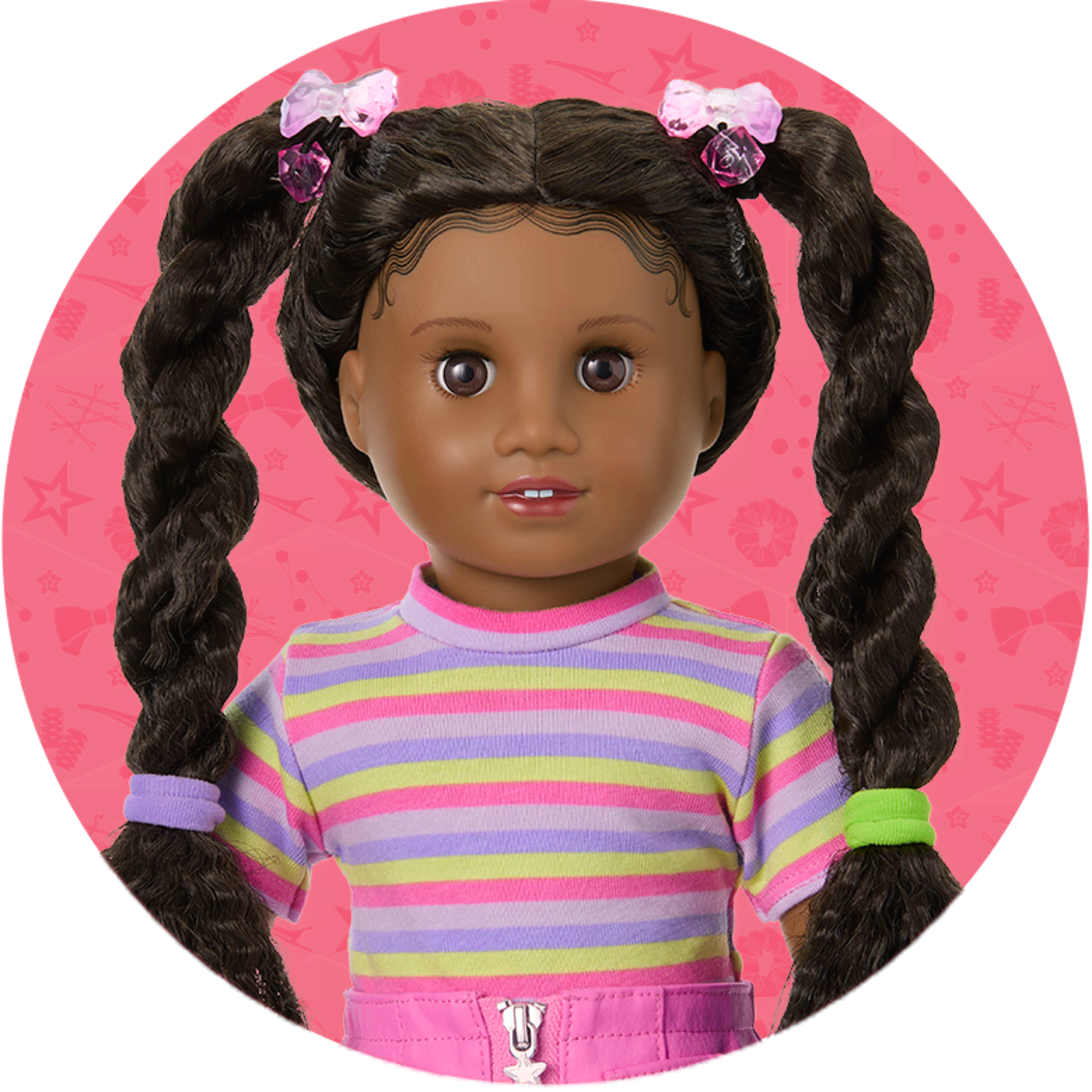 Long Hair Looks doll wearing twisted high pigtails