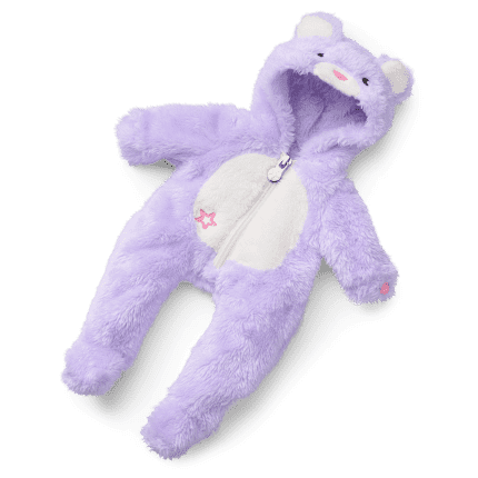Lovable Lavender Bear One-Piece Outfit for Bitty Baby® Dolls