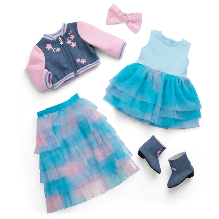 American Girl® x Harlem’s Fashion Row Cherry Blossom Couture 2-in-1 Ruffle Dress & Jacket for 18-inch Dolls