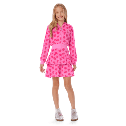 Pink Hearts Hoodie Dress for Girls