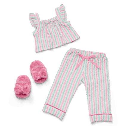 Raquel's™ Coastal Stripes Pajamas for 18-inch Dolls (Girl of the Year™ 2026)