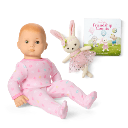 Bitty Baby® Doll #6 in Pastel Pink + Bunny Friend & Board Book