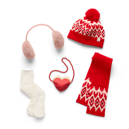 American Girl® x J.Crew Fair Isle Beanie & Scarf, Heart Purse & Accessories Bundle for 18-inch Dolls