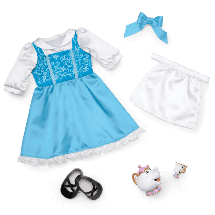 American Girl® Disney Princess Belle Blue Dress, Mrs. Potts, Chip & Accessories for 18-inch Dolls