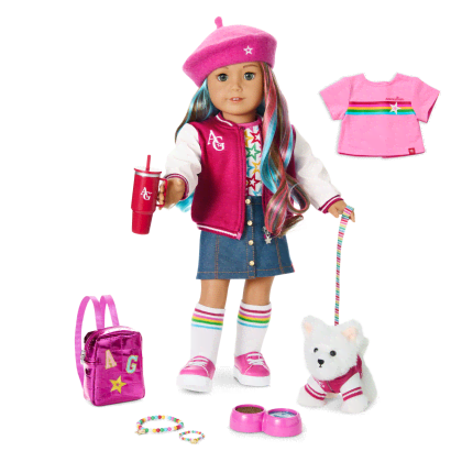 Truly Me™ 18-inch Doll #101, Puppy, Mini Backpack & Accessories AG™ Star Squad Bundle