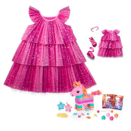 Pink Party-Ready Dresses & Accessories for Girls & 18-inch Dolls