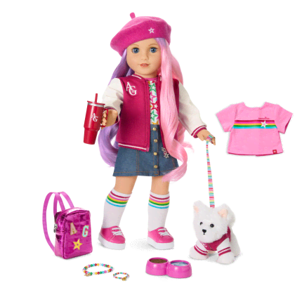 Truly Me™ 18-inch Doll #116, Puppy, Mini Backpack & Accessories AG™ Star Squad Bundle