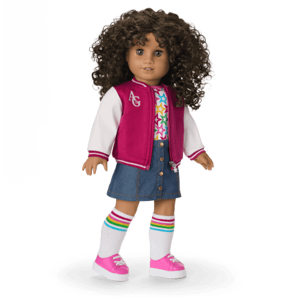 Truly Me™ 18-inch Doll #132 with curly dark-brown hair