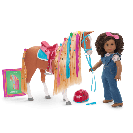 Chestnut Charm Horse & Western Flowers Denim Jumpsuit for 18-inch Dolls
