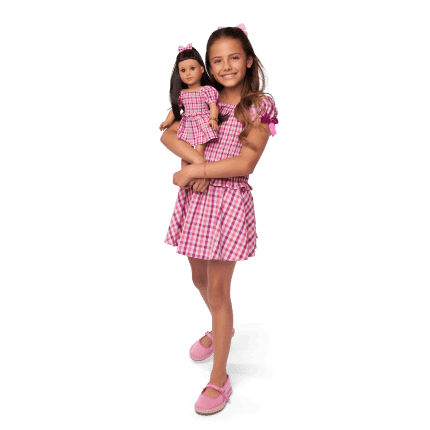 Raquel’s™ Gingham Ruffle Outfit for Girls & 18-inch Dolls + Raquel Doll (Girl of the Year™ 2026)