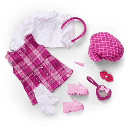 Pink & Preppy Outfit & We Heart Fashion Accessories for 18-inch Dolls