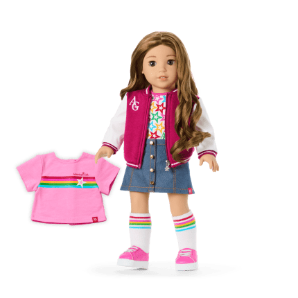 Truly Me™ 18-inch Doll #118 with curly caramel hair