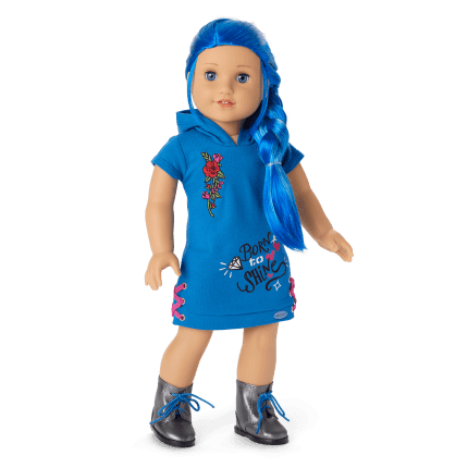 Blue doll hair sales