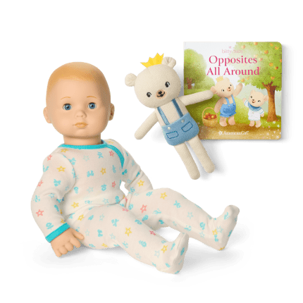 Bitty Baby® Doll #3 in Pastel Blue + Bear Friend & Board Book