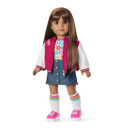 Truly Me™ 18-inch Doll #122 with straight dark-brown hair
