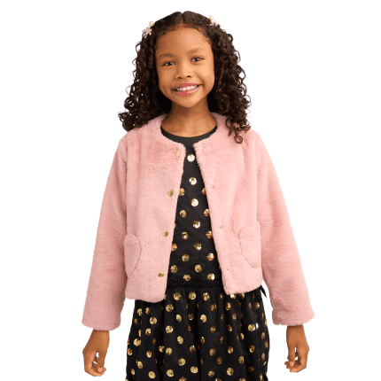 American Girl® x J.Crew Pink Faux-Fur Jacket for Girls