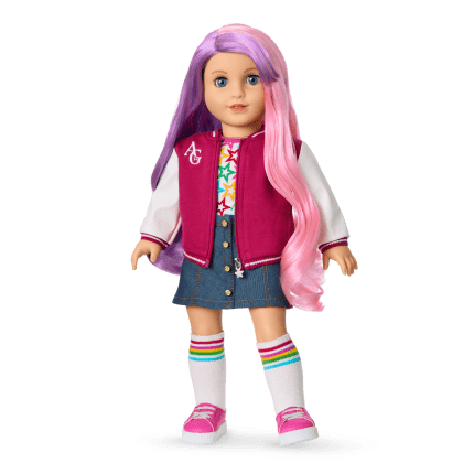 Truly Me™ 18-inch Doll #116 with wavy purple-and-pink hair