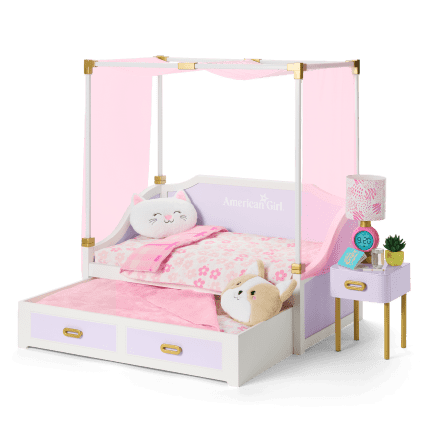 All Set for Sleepovers Canopy Bed Nightstand for 18 inch Dolls