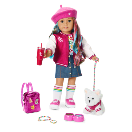 Truly Me™ 18-inch Doll #101, Puppy, Mini Backpack & Accessories AG™ Star Squad Bundle