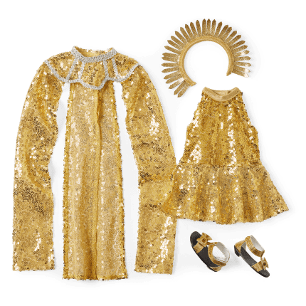 Glitzy Sequin Gown & Capelet Outfit for 18-inch Dolls (Historical Characters)