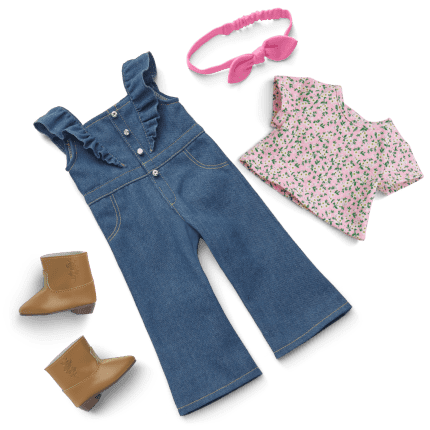 Western Flowers Denim Jumpsuit for 18-inch Dolls