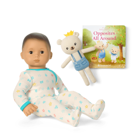 Bitty Baby® Doll #4 in Pastel Blue + Bear Friend & Board Book