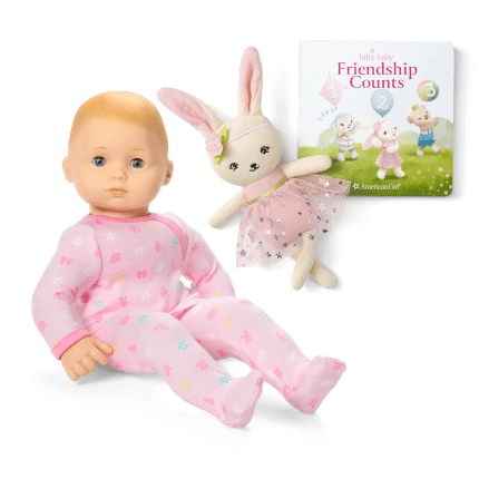Bitty Baby® Doll #3 in Pastel Pink + Bunny Friend & Board Book