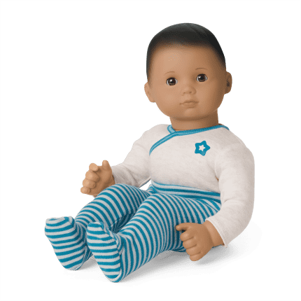 Bitty Baby® Doll #5 with dark brown hair in Soft Blue
