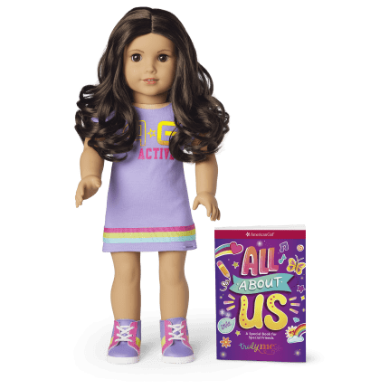 Truly Me™ 18-inch Doll #121 with curly dark-brown hair
