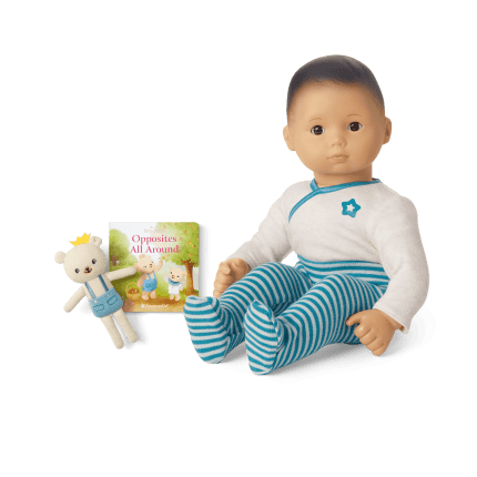 Bitty Baby® Doll #4 in Soft Blue + Bear Friend & Board Book