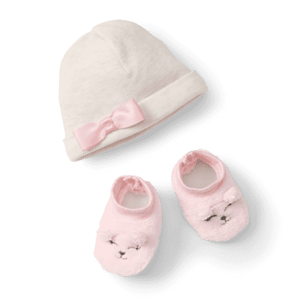 Pink Bow Beanie Booties for Bitty Baby Dolls American Girl