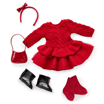 American Girl® x Something Navy Crimson Sparkle Sweater Dress for 18-inch Dolls