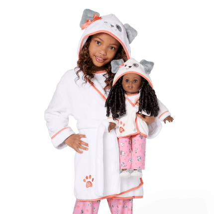 Comfy Puppy Robe Set for Girls & 18-inch Dolls