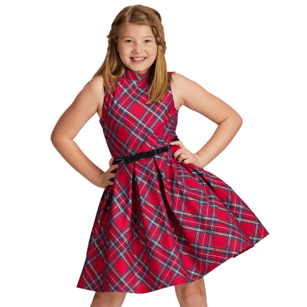 Pretty Plaid Christmas Dress for Girls