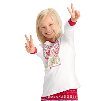 Peace, Love & Joy PJ Top for Girls