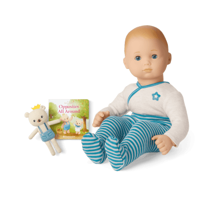 Bitty Baby Doll 3 in Soft Blue Bear Friend Board Book American Girl