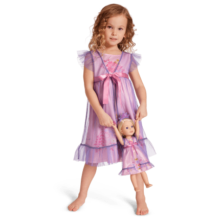 Royal Ruffles Nightie and Robe for Little Girls & WellieWishers™ Dolls
