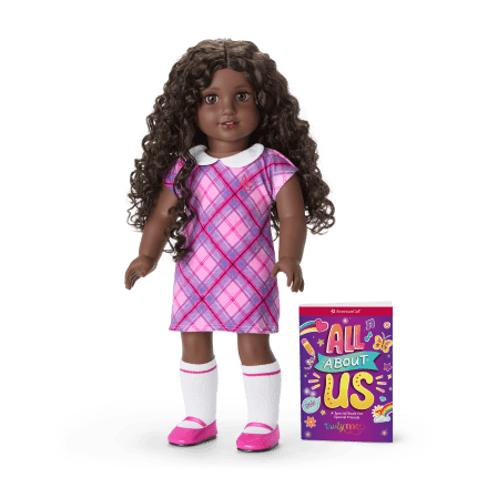 Truly Me™ 18-inch Doll #127 with curly dark-brown hair
