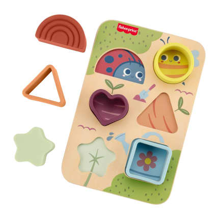 Fisher-Price Puzzle Trova E Cresci in Legno E Silicone, Giocattolo Cercaforme Per Bambini, 7 Pezzi - Image 1 of 6