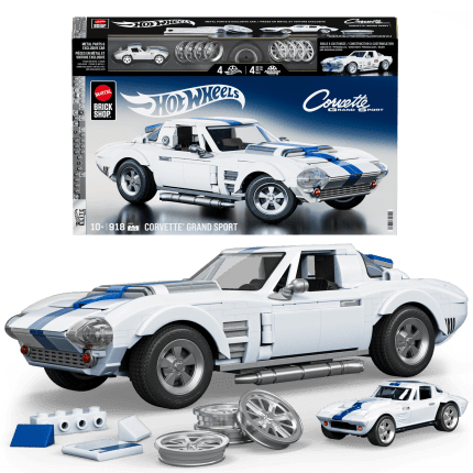Mattel Brick Shop Klocki Hot Wheels Elite Series Corvette Grand Sport Samochód do zbudowania 918 elementów Zabawka Zestaw konstrukcyjny dla kolekcjonerów - Imagen 1 de 6