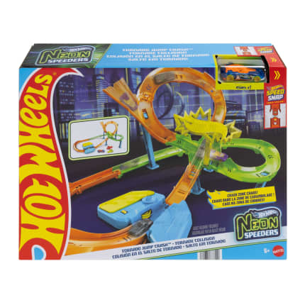 Hot Wheels Neon Speeders Tor Tornado z kraksą Zestaw i samochód 1:64 Zabawka dla dzieci 5+ - Image 1 of 3