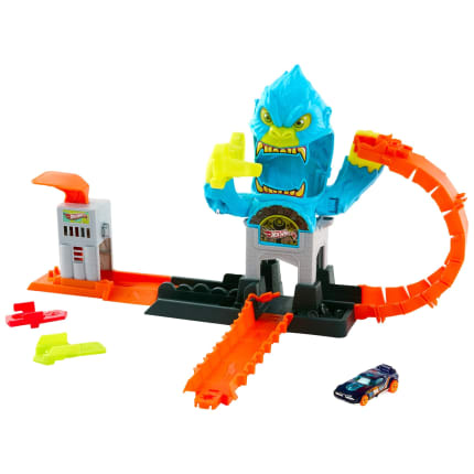 Hot Wheels City-Spielset „Gigantischer Gorilla-Angriff“ Und Spielzeugauto, Mehrere Spielmöglichkeiten, Track-Schnellstecksystem - Image 1 of 5