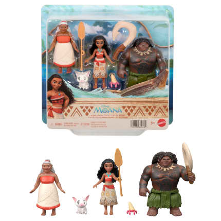 Disney Βαϊάνα Σετ Χαρακτήρων Με 3 Μικρές Κούκλες, 2 Ζωάκια-Φίλους & 2 Αξεσουάρ, Εμπνευσμένο Από Την Ταινία - Imagen 1 de 
